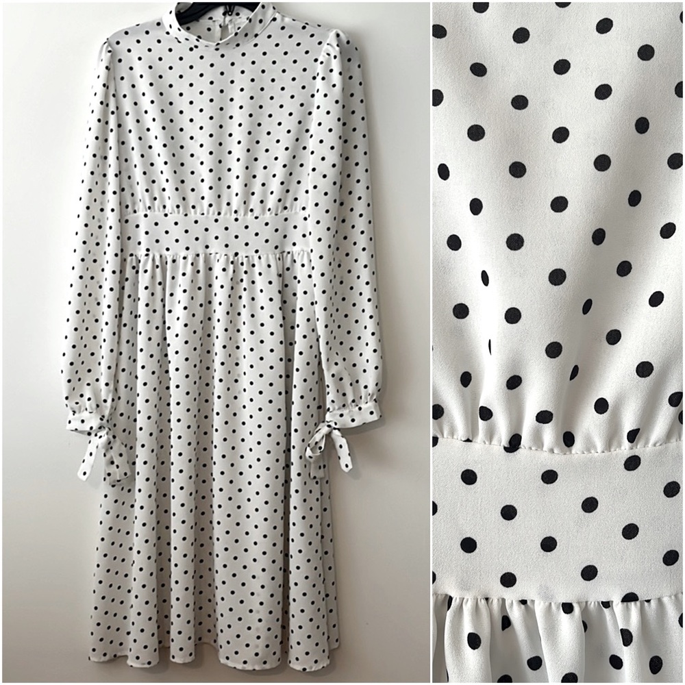 Dot Pattern Long-sleeved Dress